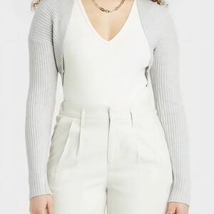 NWT  A New Day Women's Gray Ribbed Sweater Bolero Shrug‎ Size XL